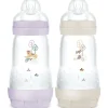 Hot MAM 2 biberons Easy Start anti-colique 260ml Lilas+Sable Tétine débit 2