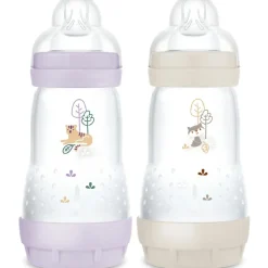 Hot MAM 2 biberons Easy Start anti-colique 260ml Lilas+Sable Tétine débit 2