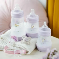 Hot MAM 2 biberons Easy Start anti-colique 260ml Lilas+Sable Tétine débit 2