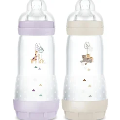 2 biberons Easy Start anti-colique 320ml Lilas+Sable Tétine débit 3|MAM Sale