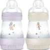 Hot MAM 2 biberons Easy Start anti-colique 160ml Lilas+Sable Tétine débit 1