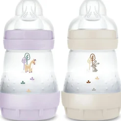 Hot MAM 2 biberons Easy Start anti-colique 160ml Lilas+Sable Tétine débit 1