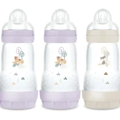 Hot MAM 3 biberons Easy Start 260ml Lilas+Lilas+Sable Tétine débit 2 - Reconditionné