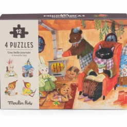 4 mini puzzles des repas Les Minouchkas (4x12 pièces)|Moulin Roty Sale