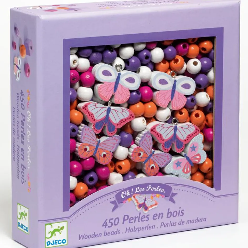 450 perles en bois Papillons|Djeco Discount