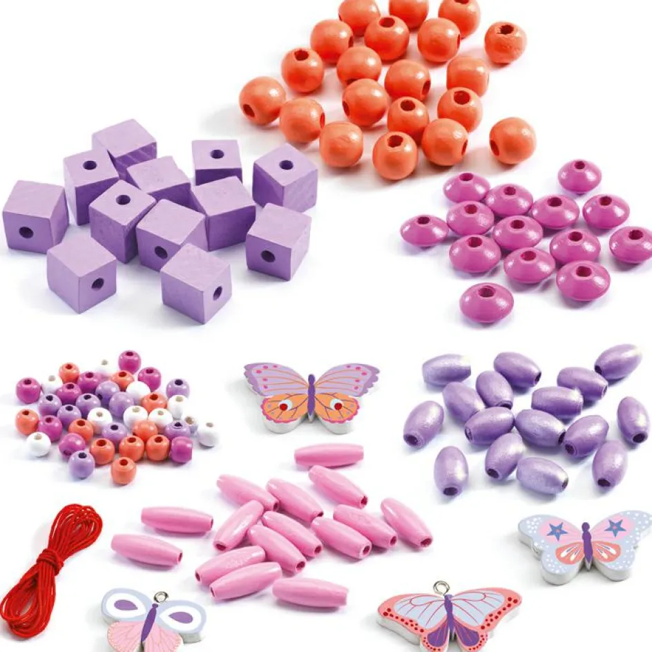 450 perles en bois Papillons|Djeco Discount