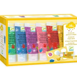 6 tubes de peinture à doigt pailletée|Djeco Online