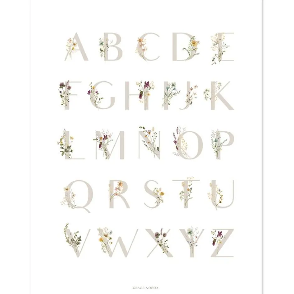 Discount Lilipinso Affiche ABC floral (30 x 40 cm)