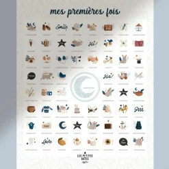 Affiche Mes Premières Fois Souris Cobalt maman et papa (40 x 50 cm)|Les Petites Dates Clearance