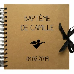 Album photo baptême personnalisable kraft et noir (20 x 20 cm)|Les Griottes Best