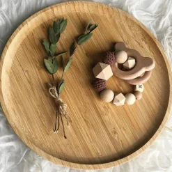 Hot Tata Lucette Anneau de dentition en bois Ours chocolat et vanille (personnalisable)