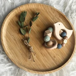 Anneau de dentition en bois Oiseau mint et ardoise|Tata Lucette Sale