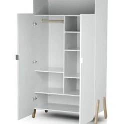 Discount AT4 Armoire 2 portes + 1 niche en bois de hêtre Pirate blanc