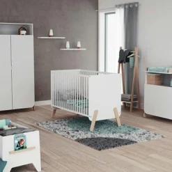 Discount AT4 Armoire 2 portes + 1 niche en bois de hêtre Pirate blanc