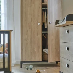 Hot Galipette Armoire 2 portes en chêne blond noir Marcel