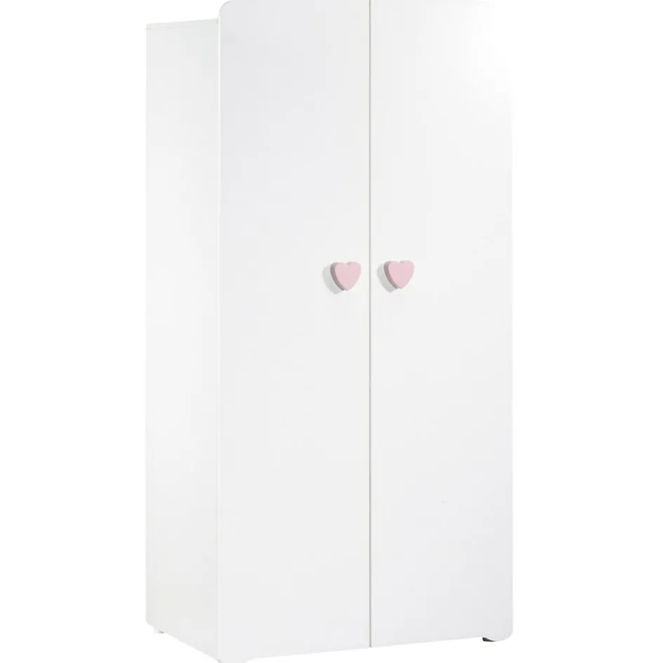 Armoire 2 portes New Basic Boutons coeur rose|Baby Price