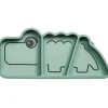 Assiette à compartiments antidérapante silicone Croco vert|Done by Deer Best