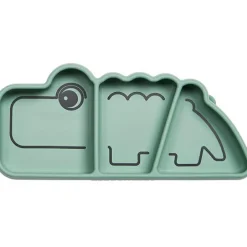 Assiette à compartiments antidérapante silicone Croco vert|Done by Deer Best