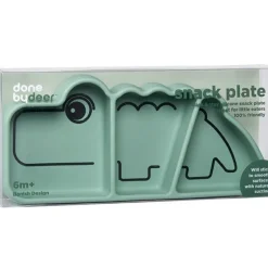 Assiette à compartiments antidérapante silicone Croco vert|Done by Deer Best