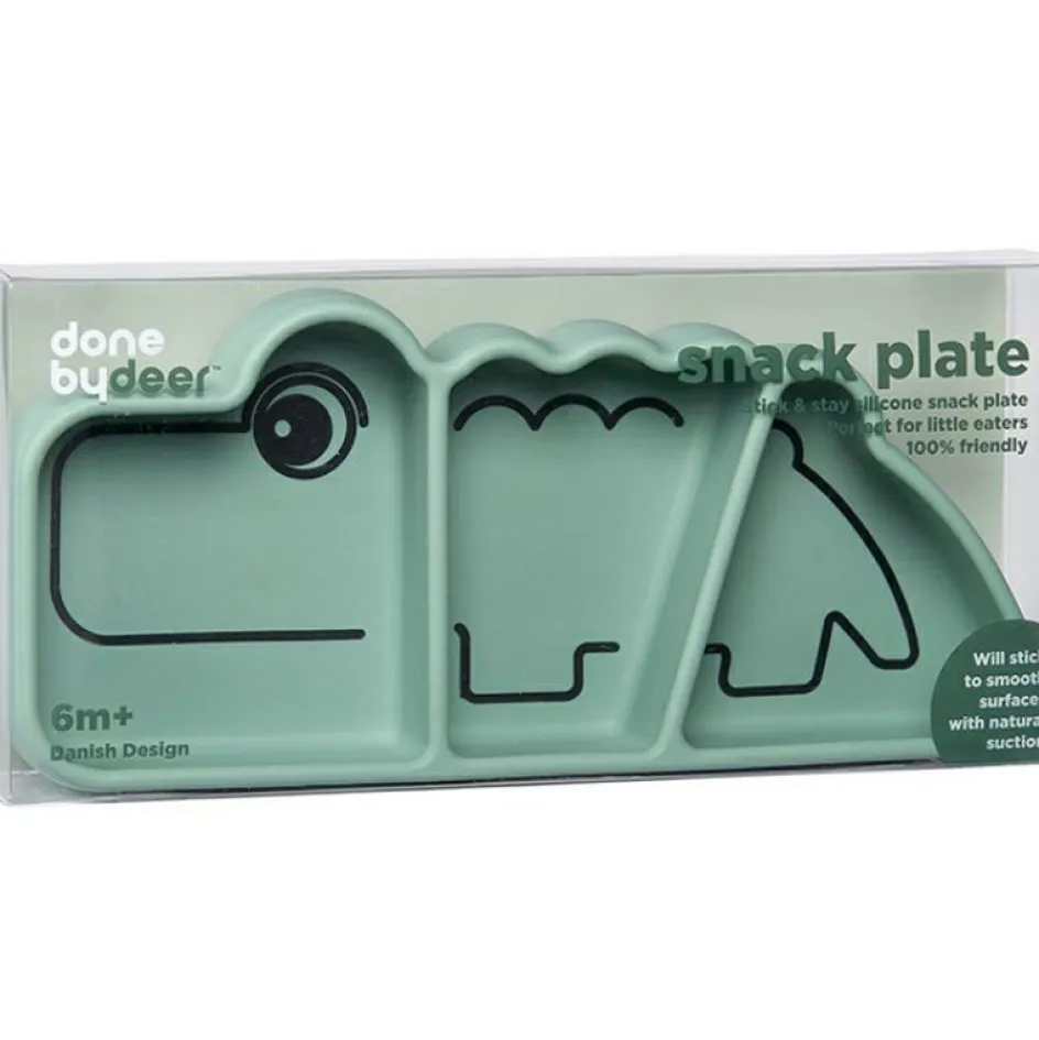 Assiette à compartiments antidérapante silicone Croco vert|Done by Deer Best