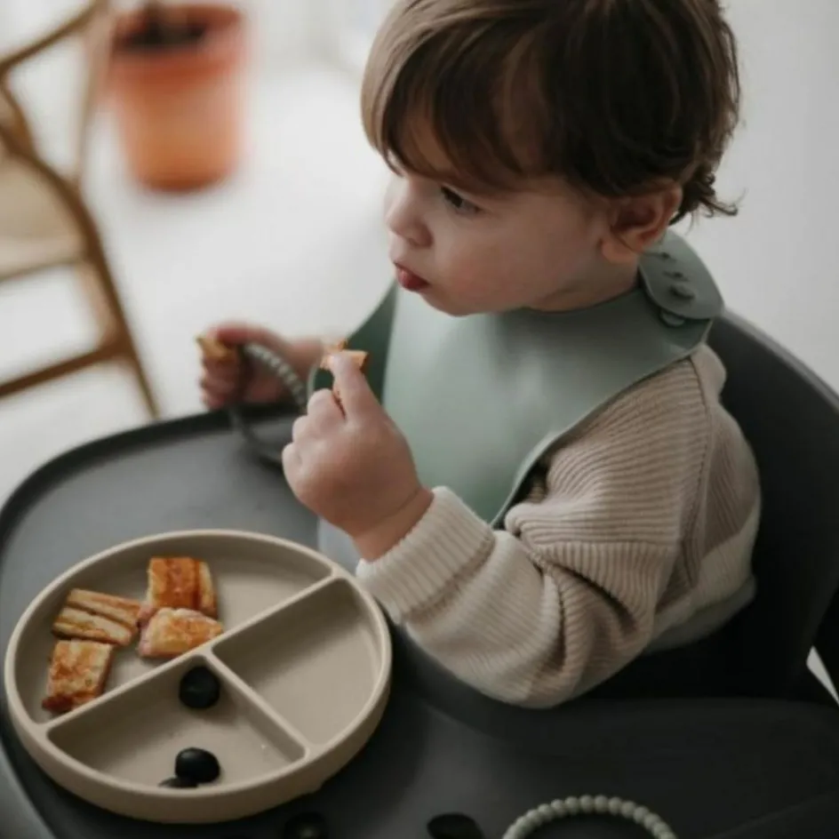 Assiette à compartiments en silicone avec ventouse Shifting Sand|Mushie Online