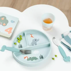Assiette à compartiments Stick&Stay Playground Bleu|Done by Deer