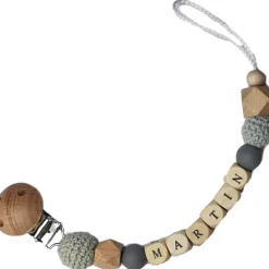 Best Tata Lucette Attache sucette en bois ardoise et mint (personnalisable)