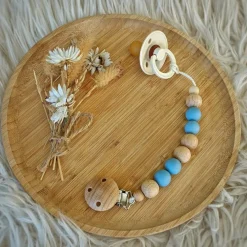 New Tata Lucette Attache sucette en bois Moon bleuet
