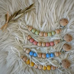 New Tata Lucette Attache sucette en bois Moon bleuet