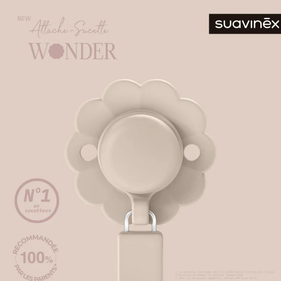 Sale Suavinex Attache sucette en silicone Wonder Mauve Chalk
