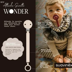 Sale Suavinex Attache sucette en silicone Wonder Mauve Chalk