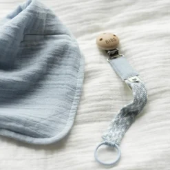 BIBS Attache tétine Baby blue-Ivory