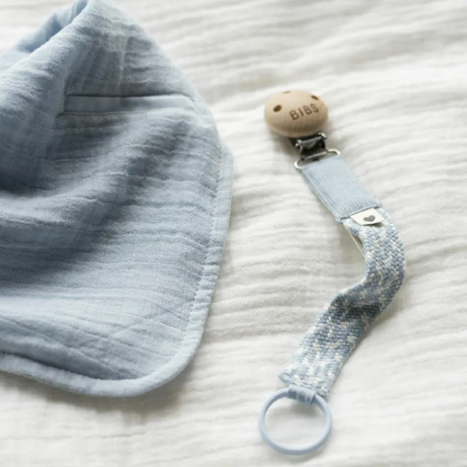 BIBS Attache tétine Baby blue-Ivory