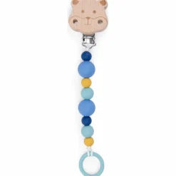 Hot Moulin Roty Attache-tétine bois et silicone hamster Puce et Pilou