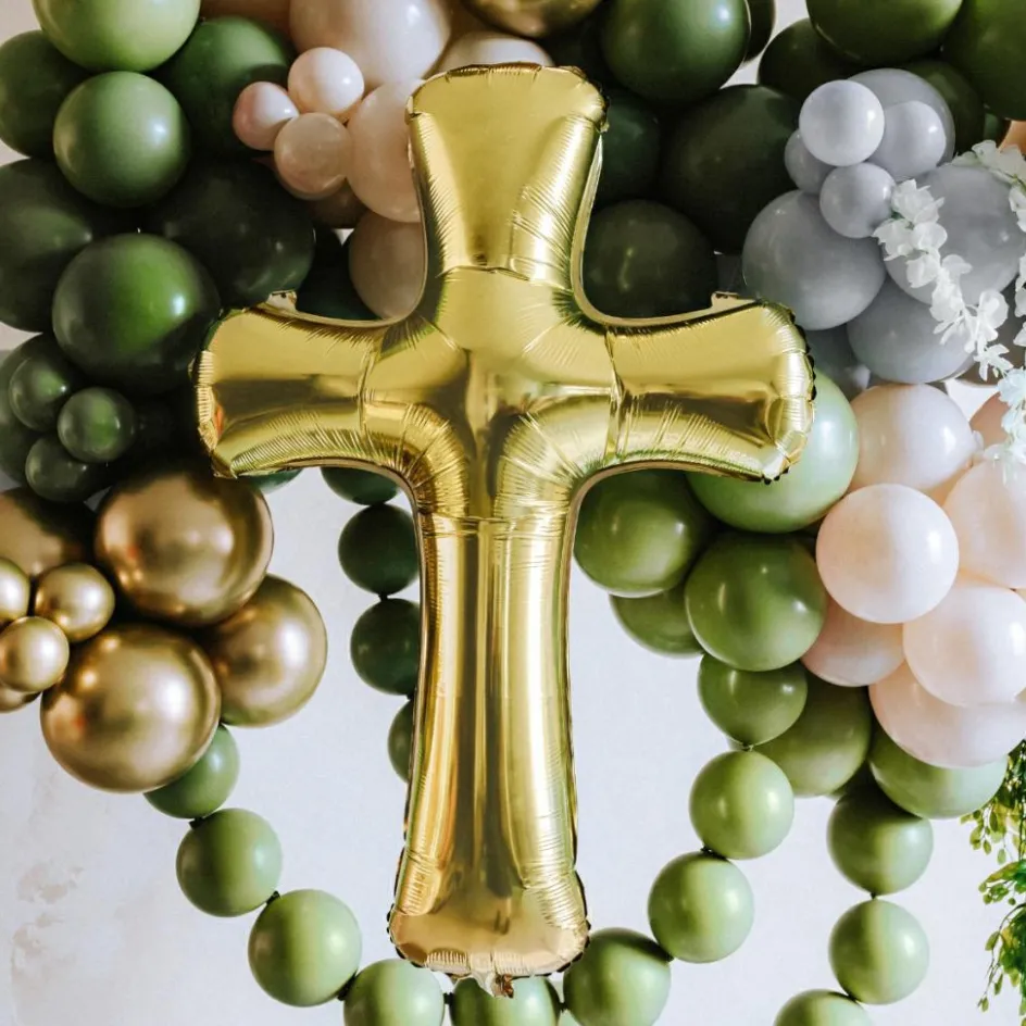 Clearance Party Deco Ballon en aluminium Croix or