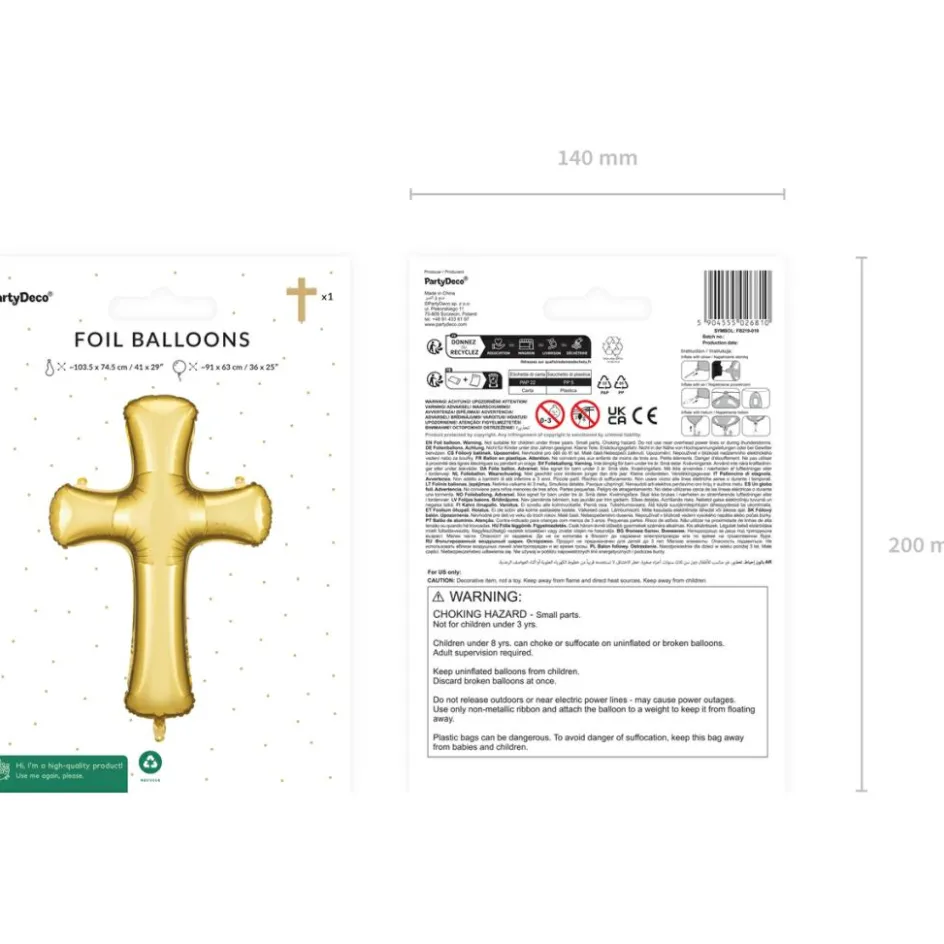 Clearance Party Deco Ballon en aluminium Croix or