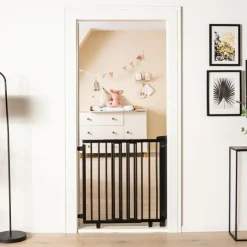 Clearance Geuther Barrière de porte pivotante en bois Noir (58-105 cm)