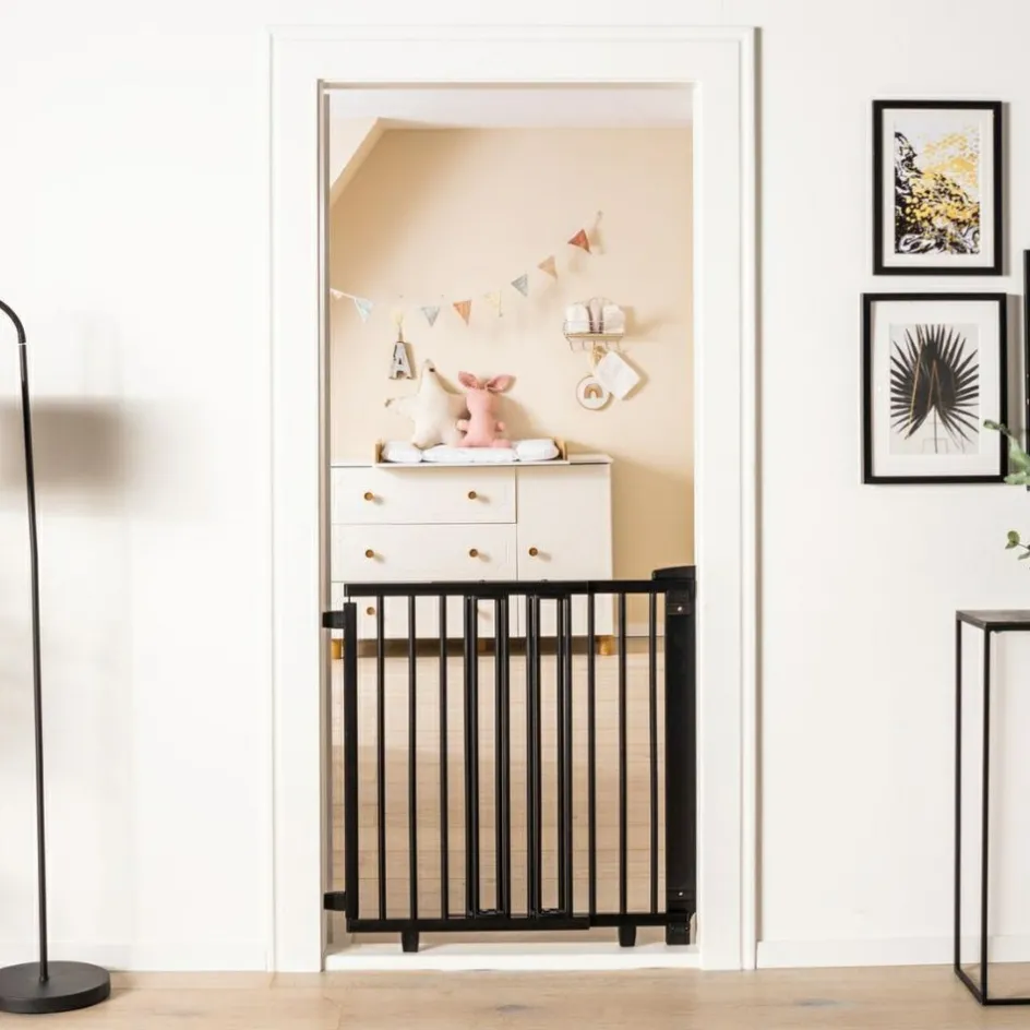Clearance Geuther Barrière de porte pivotante en bois Noir (58-105 cm)