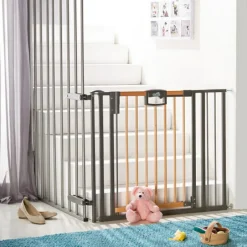 Barrière Easy Lock Wood Plus avec adaptateur escalier (84 à 92 cm)|Geuther