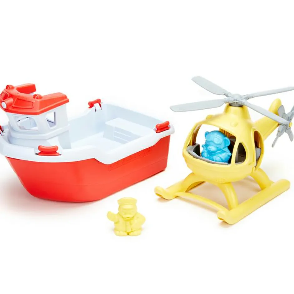 Best Green Toys Bateau de sauvetage et hélicoptère