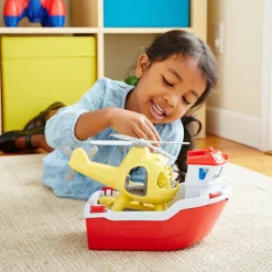 Best Green Toys Bateau de sauvetage et hélicoptère