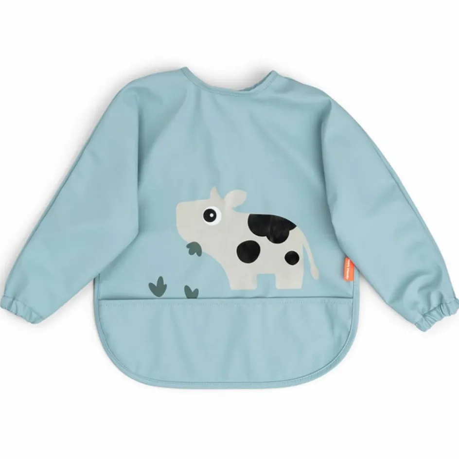 Best Done by Deer Bavoir à manches avec poche Tiny farm Bleu