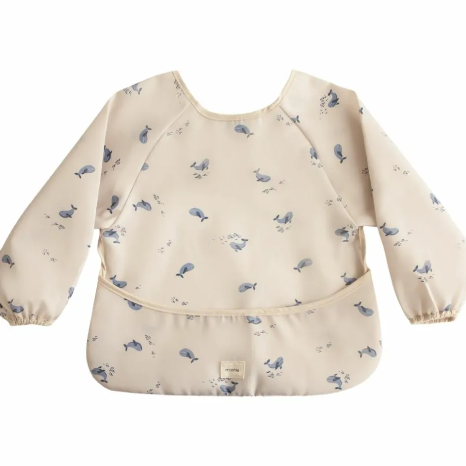 Bavoir à manches longues Whales (6-24 mois)|Mushie Sale