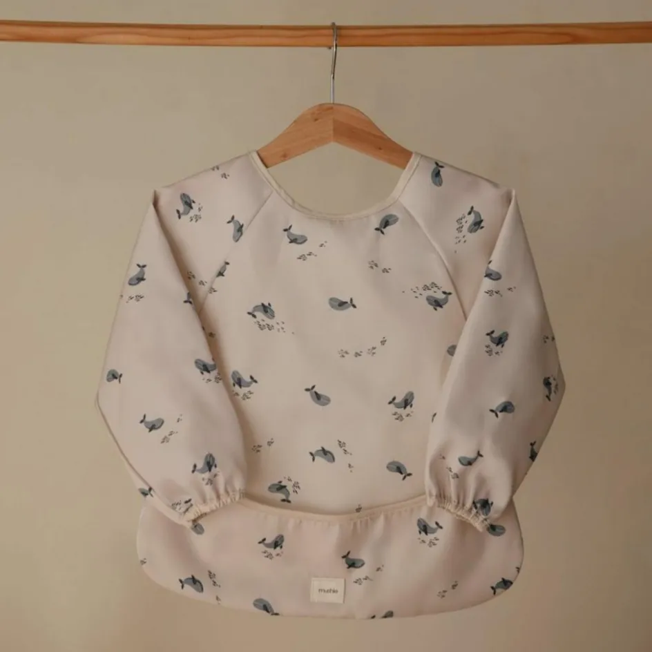 Bavoir à manches longues Whales (6-24 mois)|Mushie Sale
