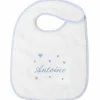 ANVIE Bavoir à velcro coeur bleu (personnalisable)