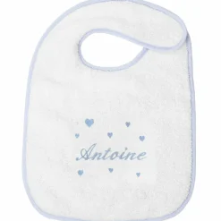 ANVIE Bavoir à velcro coeur bleu (personnalisable)
