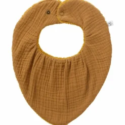 Bavoir bandana réversible bambou et gaze de coton havane|BB & Co Outlet