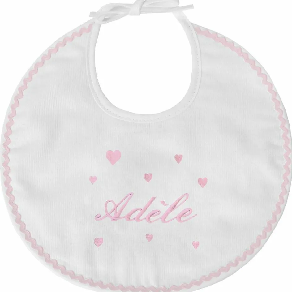 Bavoir de naissance coeur rose (personnalisable)|ANVIE Hot