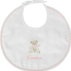 Bavoir de naissance Ours rose (personnalisable)|ANVIE Outlet