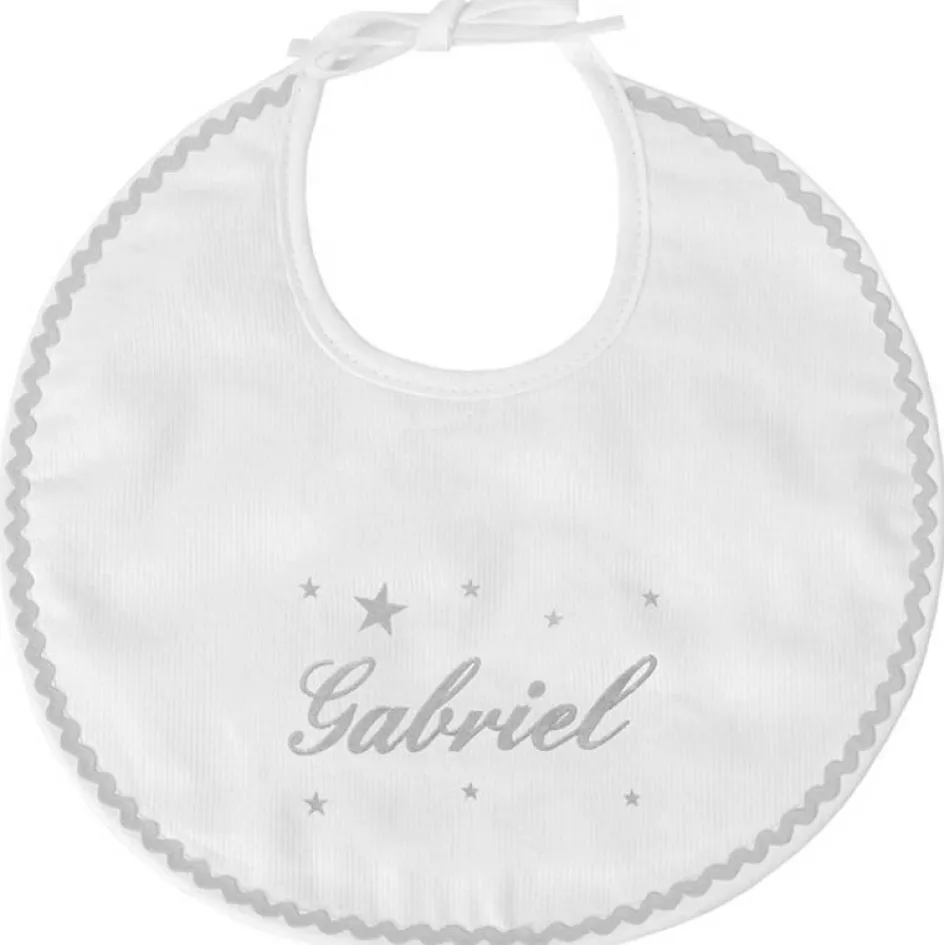Bavoir de naissance étoile gris (personnalisable)|ANVIE Outlet